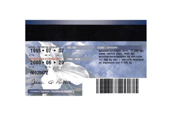 Canadian Driving License with magnetic band
