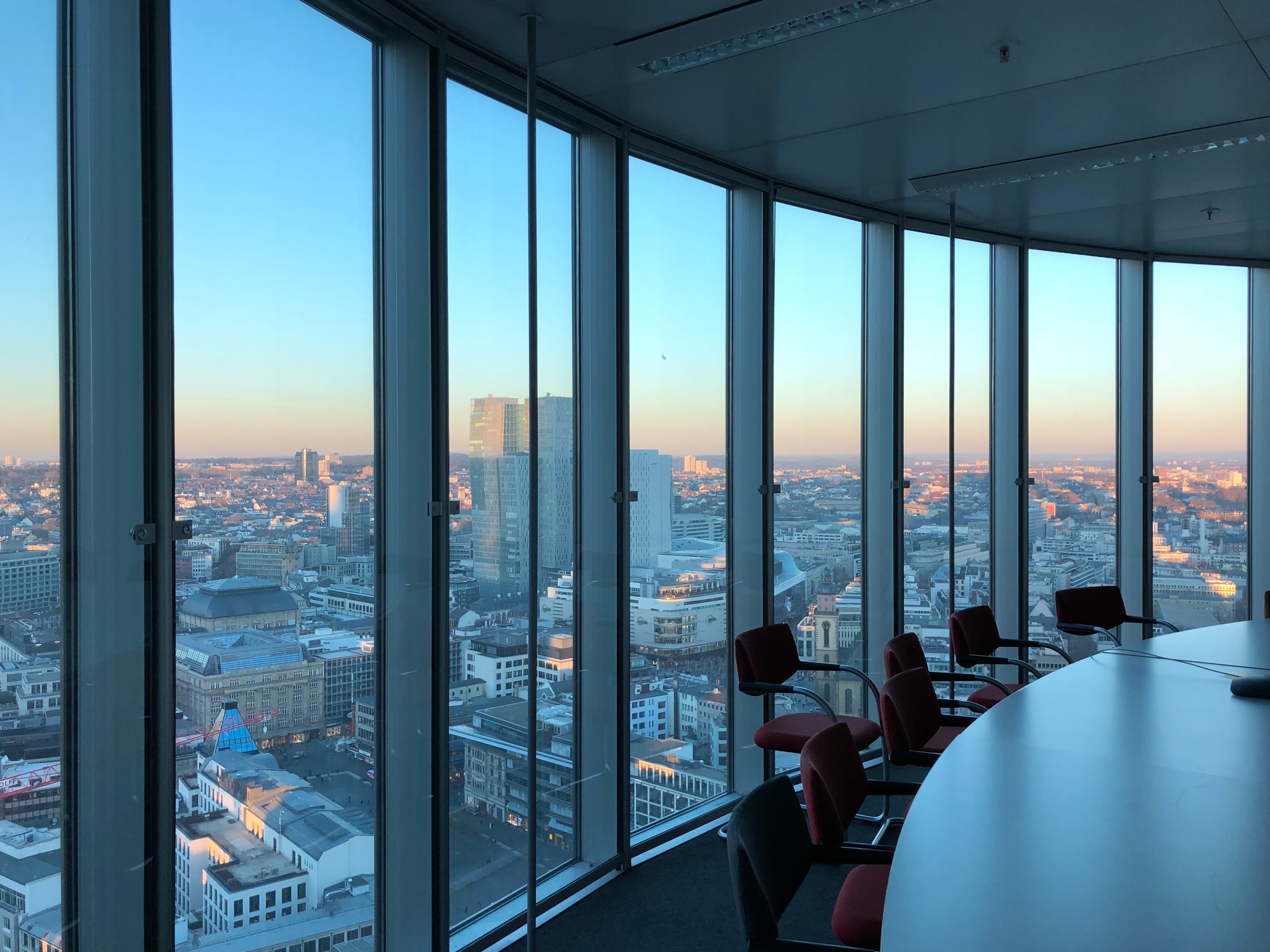 City view from high-rise buildings meeting room