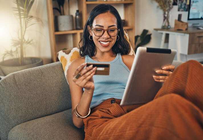 Woman online shopping