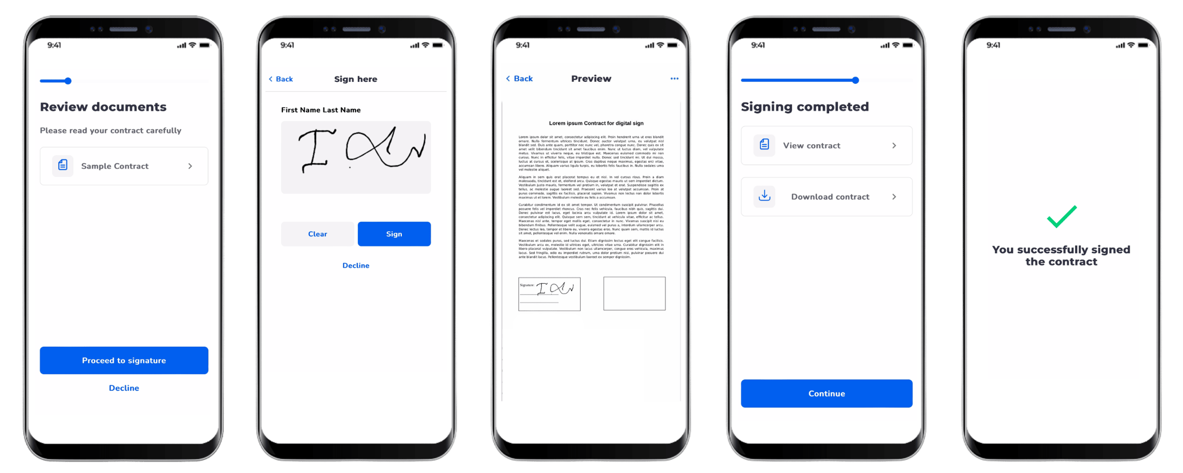 Sign on Screen for easy signing on the touchscreen