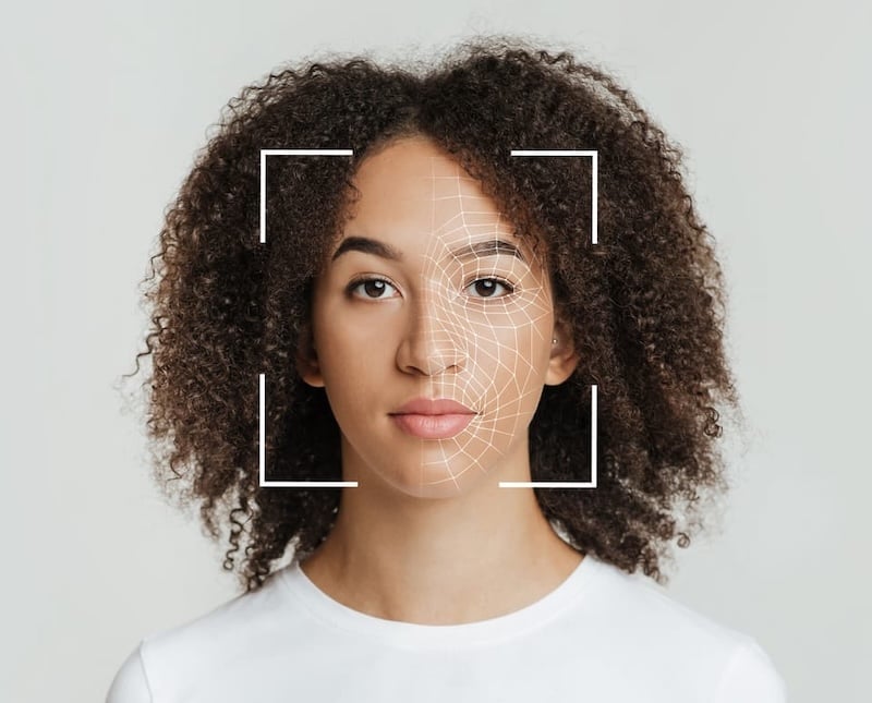 Woman face verification scan